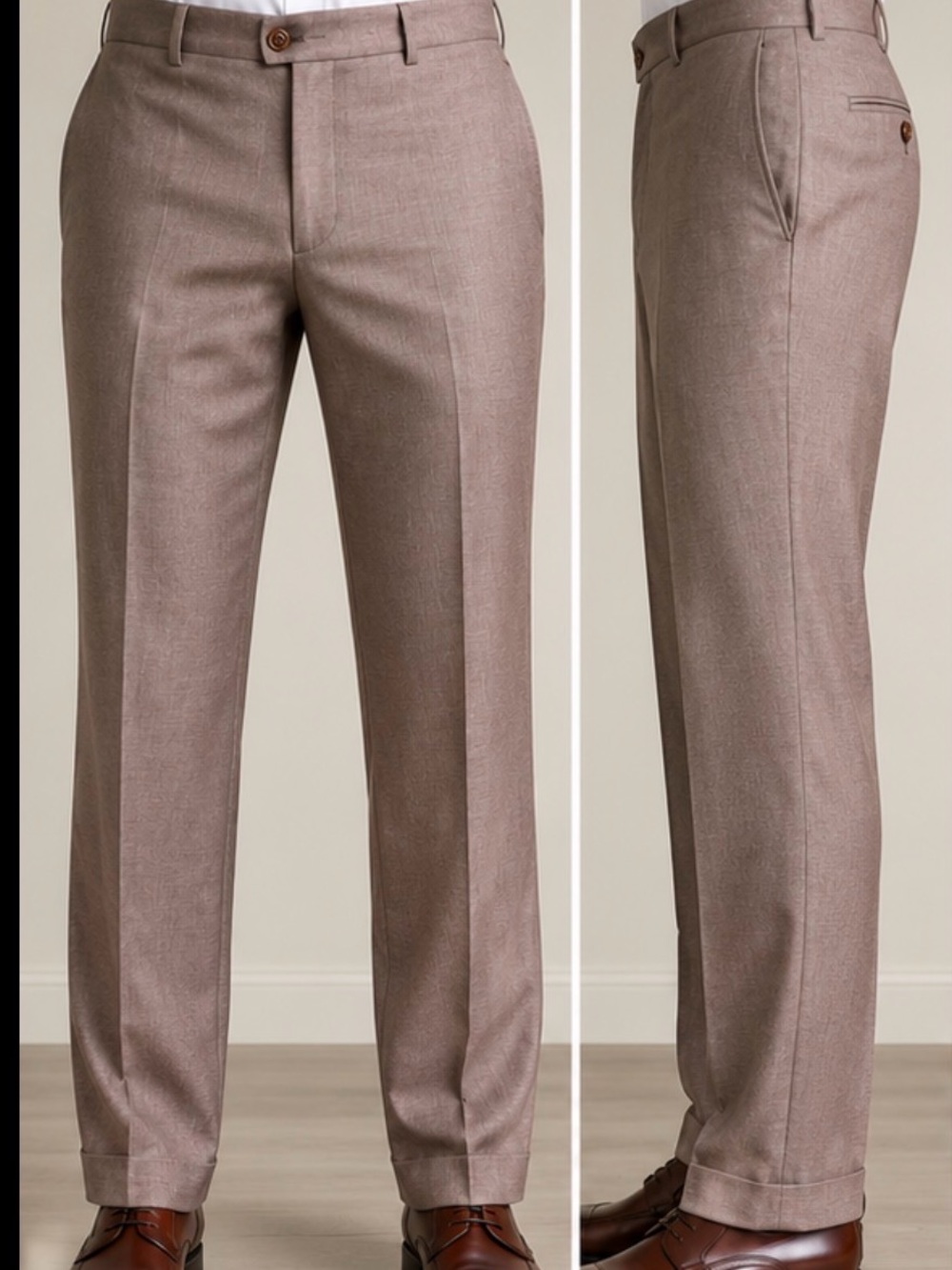 Peter Millar Four Seasons Super 130's Wool Dress Pants Brown Size 36 Like New